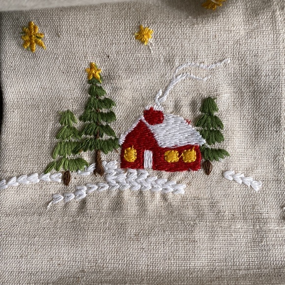 Pottery Barn Christmas in the Country Embroidered Cotton/Linen Napkins -Set of 4 - Picture 8 of 16